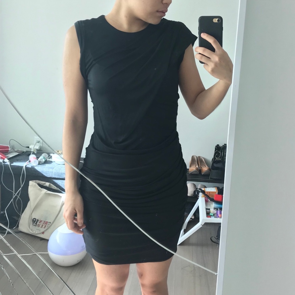 Alexander Wang Black Draped Bodycon Dress